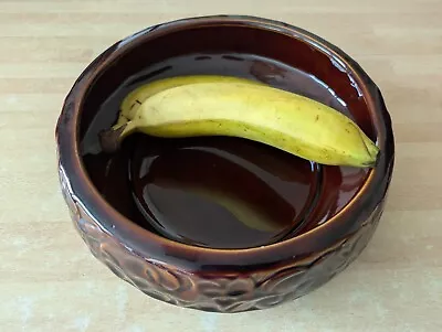 Buy Denmead Pottery Fruit Bowl Vintage, Brown Heavy Glaze • 10£