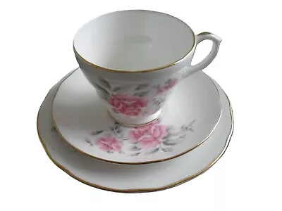 Buy Vintage Duchess Bone China Trio Tea Cup & Saucer & Plate Pink Rose 1960's / 70's • 3.95£