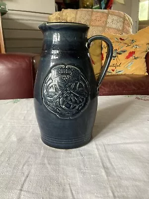 Buy Dark Blue Celtic Design Pottery Jug Possibly Andrew Watts Lannock Pottery? • 30£