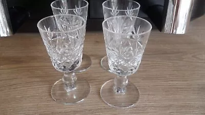 Buy Royal Brierley Crystal Signed Bruce 4 X Small Liqueur Glasses - Vgc - 7.7 Cms • 8.95£