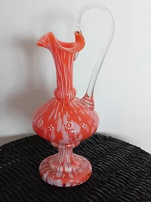 Buy Retro Vintage Kitsch 1960s Orange Mottle Glass Jug Vase Funky Mid Century Modern • 5£