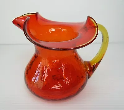 Buy Hand Blown Crackle Glass Vase, Flared Edges ~ Brilliant Colors ~ 4 1/2  Tall • 9.27£