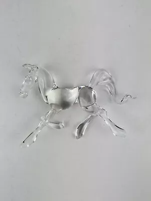 Buy Ornamental Clear Glass Horse Handmade Free Standing Collectable 5x4 Inches VGC • 7.99£