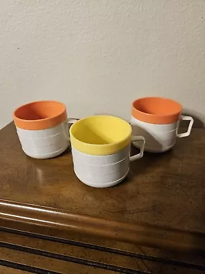 Buy Cornish Thermo Coffee Cups Lot Of 3 ..Orange/Pink/Yellow EXC CONDITION 3-1/4    • 8.40£