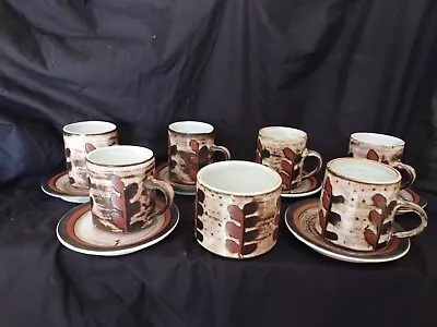Buy Vintage Briglin Studio Pottery 6x Coffee Cups And Saucers  + Sugar Bowl • 30£