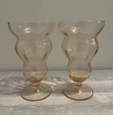 Buy Vintage PINK DEPRESSION GLASS Footed Pairfait Sundae Milkshake Tumblers • 16.31£