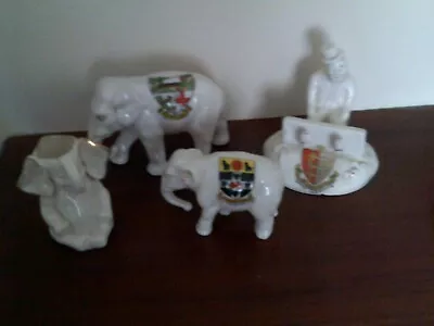 Buy Crested Ware Joblot Of 4; 3 Elephants And 1 Man In Stocks. Antique • 3£