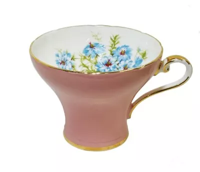 Buy Vintage Aynsley Pink Corset China Tea Cup With Blue Flowers And Gold Trim #26 • 18.66£