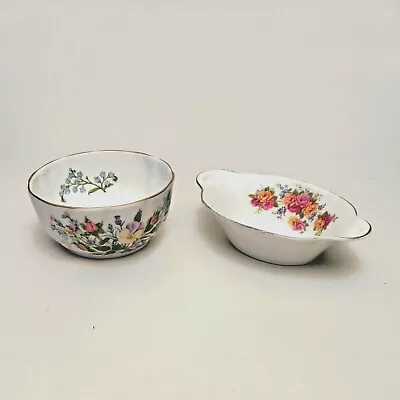 Buy VINTAGE Fine Bone China BOWL & DISH Royal Kent Staffordshire, Aynsley Wild Tuder • 9.99£