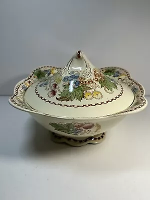 Buy Antique Woods Burslem England Hyde Pattern Covered Vegetable Dish 8.5 Dia EUC • 41.94£