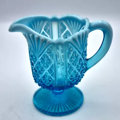 Buy Vintage Glass Jug Davidson Blue Glass Jug Antique Pearline Glass Creamer • 21.95£