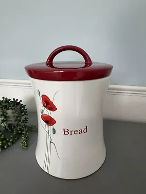 Buy Dunelm Poppy  Bread Crock Storage Jar Bread Bin Good Condition • 19.57£