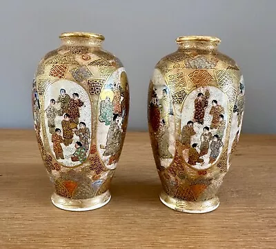 Buy Good Pair Of Well Painted Japanese Satsuma Meiji Period Vases Signed Gyokuzan • 0.99£