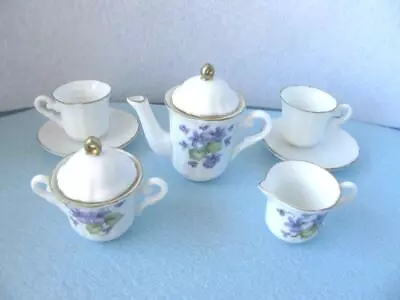 Buy Vintage 9 Pc. Child's Tea Set With Hand Painted Violets • 29.82£