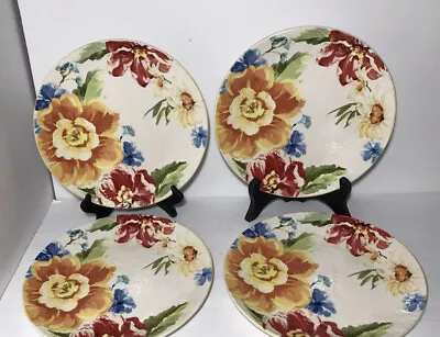 Buy Pier 1 “Camellia” Ironware Dinner Plates 11  Textured Floral Set Of 4 EUC • 16.77£