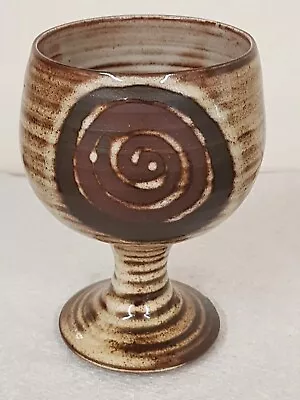 Buy Vintage Briglin Studio Pottery Earthenware Goblet Wax Resist Swirls Unmarked • 8£