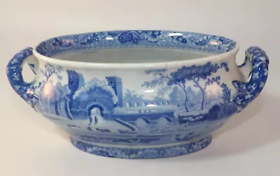 Buy Antique Spode Blue & White Castle Pattern Oval Serving Dish Or Tureen C1830 • 12.99£
