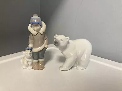 Buy Lladro Figurine 05238 Eskimo Boy With Bear & Polar Bear • 37.23£