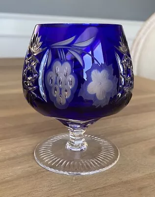 Buy AJKA Crystal - Marsala - Brandy Glass - Cobalt Blue - 4 3/8” - Great! • 74.55£