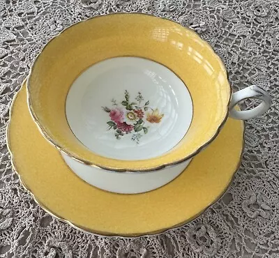 Buy Royal Cauldon Bone China Tea Cup & Saucer, Yellow Gold Floral • 20£