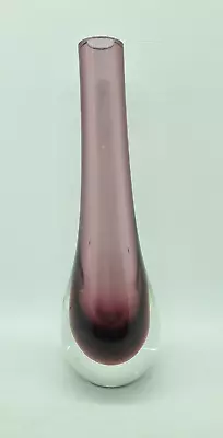 Buy Vintage Amethyst Glass Teardrop Bud Vase Preowned Stem Vase Murano Style • 12£