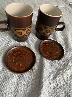Buy Pair Of Denby Arabesque Craftsman Mug Brown & Coasters Stoneware Tea Coffee • 16.99£