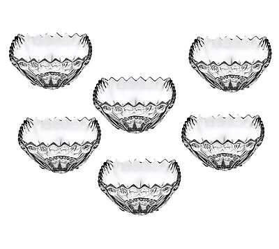 Buy 6PC  Transparent Clear Glass Dessert Bowl Fruit Pudding Sweet Serving Dish Set • 11.90£