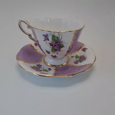 Buy Royal Standard Fine Bone China Purple Floral Teacup & Saucer Set • 37.23£