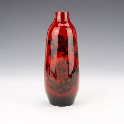 Buy Royal Doulton Pottery - Flambe Glaze - Woodcut Castle Decorated Vase • 19.99£