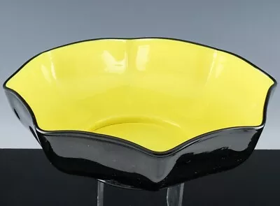 Buy GREAT C1930 ART DECO KRALIK TANGO YELLOW BLACK CZECH BOHEMIAN ART GLASS BOWL • 7.38£