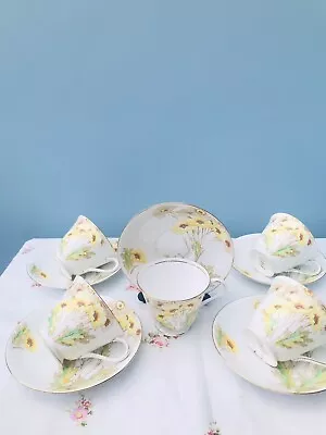 Buy Stunning Set Of 5 Somerset Vintage Art Deco Style China Cups & Saucers🌼 • 17.45£