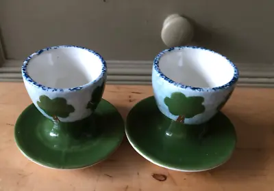 Buy Price And Kensington Potteries Green Trees Blue Clouds Egg Cups X 2 • 9£