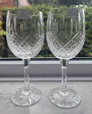 Buy Pair Of SOLITAIRE CRYSTAL Hand Cut Crafted 24% Lead Crystal Wine Goblets Glasses • 30£