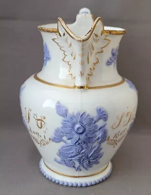 Buy Staffordshire Documentary Sprig Moulded Flowers Jug  Dated August 1 1815 • 30£
