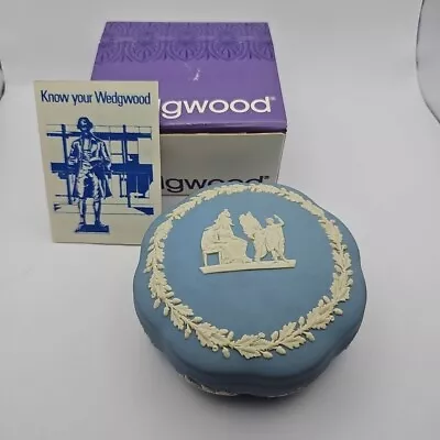 Buy 5  WEDGWOOD Jasperware Cream Color On Pale Blue Scallop Candy Trinket Box • 29.99£