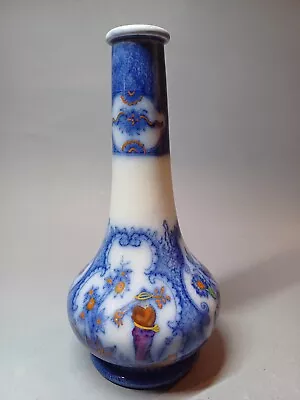 Buy Antique Flow Blue Pottery Vase. Blue And White Transferware.  • 10£