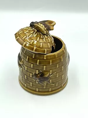 Buy Vintage Beehive Ceramic Honey Pot & Lid 11.5cm Bees Design In Caramel Brown • 12.99£