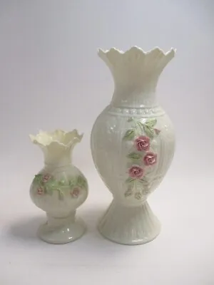 Buy Belleek Ireland Vases Diane Vase Pink Applied Rose Design 11  And 6  Tall • 45£