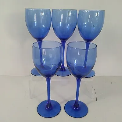 Buy Luminarc France Cobalt Blue Wine Glasses X5 Vintage Display Summer Stylish • 39.15£