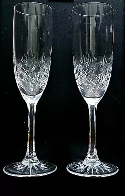 Buy Pair Of EDINBURGH CRYSTAL   Glenroy Champagne Flutes. 21cm High. VGC. • 9.99£