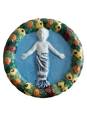 Buy Vtg Italy  Della Robbia Baby Jesus Ceramic Majolica Wreath Wall Plaque 4.5  • 27.95£