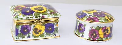 Buy PANSY Ayshford Staffordshire Fine Bone China Trinket Box And Pill Pot • 4.95£