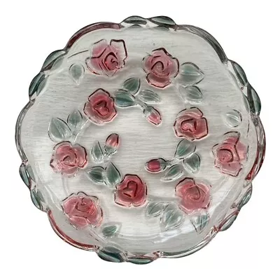 Buy Four Mikasa Bella Rosa 7” Plates With Pink Raised Roses & Frosted Leaves VTG • 46.59£