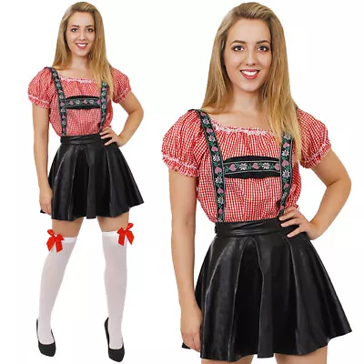 Buy Deluxe Bavarian Girl Costume Oktoberfest Fancy Dress Faux Leather Lederhosen • 20.99£