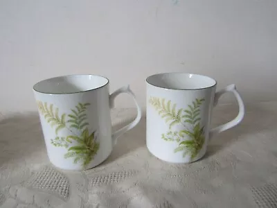 Buy Vintage Nanrich Pottery Jason Works Pair Of Bone China Mugs Cup Fern Leaves 8cm • 9.99£