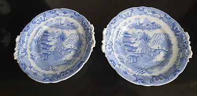 Buy 2 Royal China Works Worcester Willow Pattern Plates With Decorative Edges • 3£