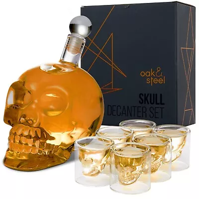 Buy Whiskey Decanter Glass Skull Liquor Brandy Inc 6 Skull Shot Glasses Christmas • 25.99£