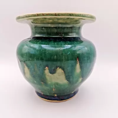 Buy Studio Art Pottery Green Glaze Ruskin Style Drip Ware Vase • 7.99£