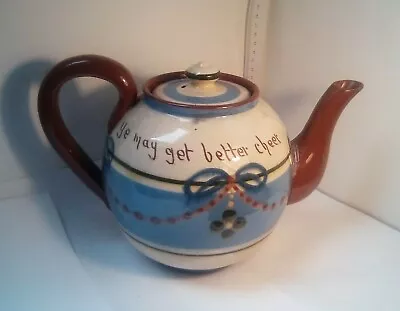 Buy Exeter Art Pottery DEVON LARGE Tea Pot, With Motto • 18£