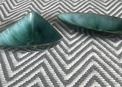 Buy Vintage Blue Mountain Pottery Dishes X2 Collectable Ceramic Art, Turquoise/ Teal • 30£